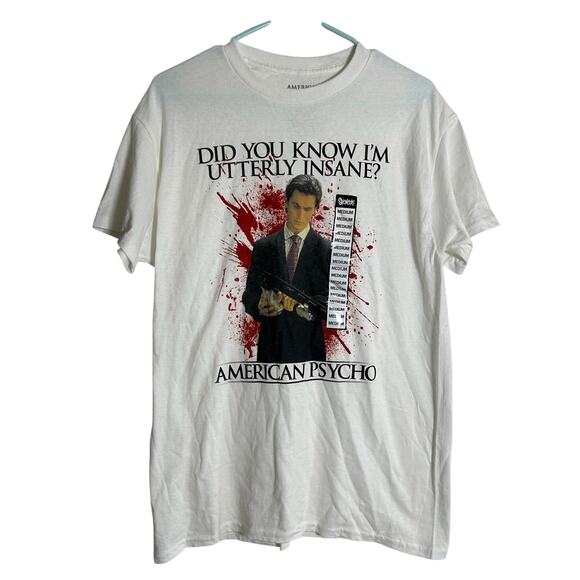 AMERICAN PSYCHO Graphic Tee NEW "Did you know I'm utterly insane?" - Picture 2 of 4
